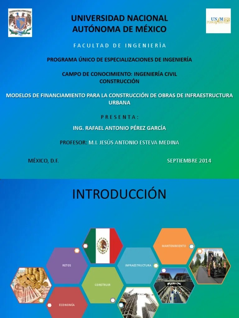 Modelos De Financiamiento Para La Construcción De Obras De Infraestructura Urbana | PDF | Euro ...