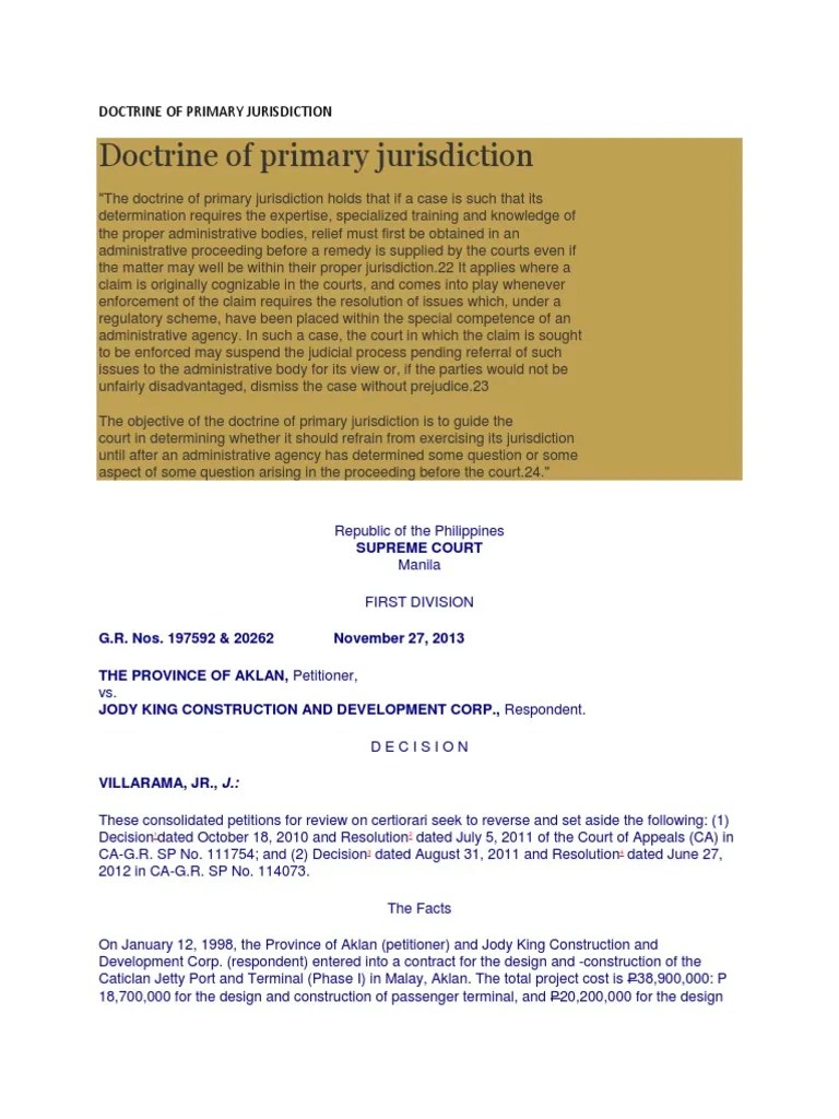 Doctrine Of Primary Jurisdiction | PDF | Jurisdiction | Lawsuit