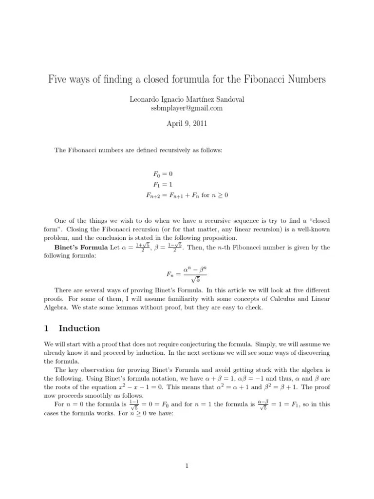 #5 Fibonacci | PDF | Eigenvalues And Eigenvectors | Mathematical Analysis