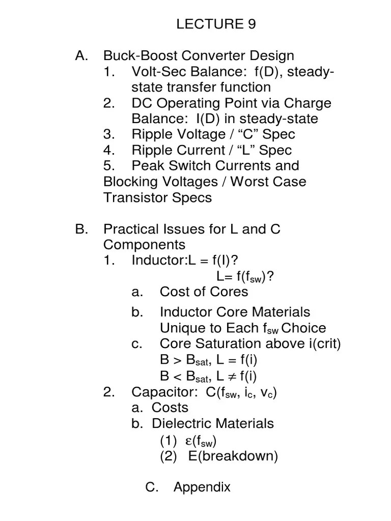 Buck Boost Converter Design Inductor Capacitor