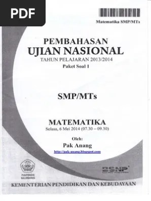 1 for all sma update bank soal full pembahasan soshum. Pembahasan Soal Un Matematika Smp 2014 Paket 1 Pdf