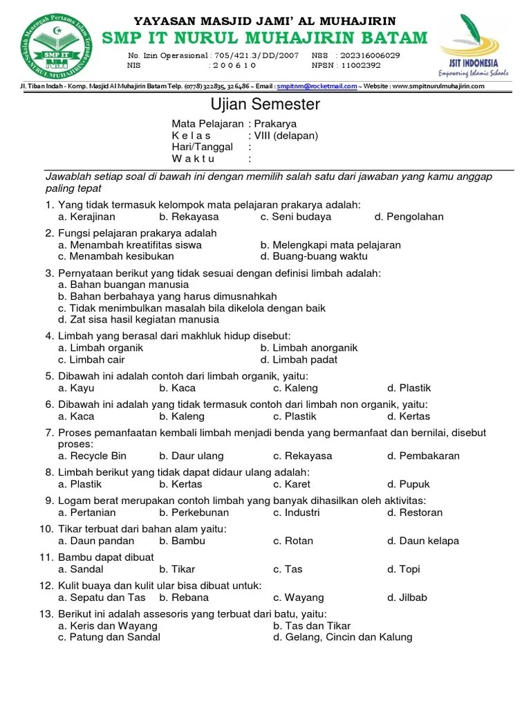 Soal dan pembahasan fisika kelas 10 x semester 1 dan 2 (ganjil dan genap) yang dikelompokkan tiap bab. Soal Ujian Semester Ganjil TP. 2014-2015 Mata Pelajaran