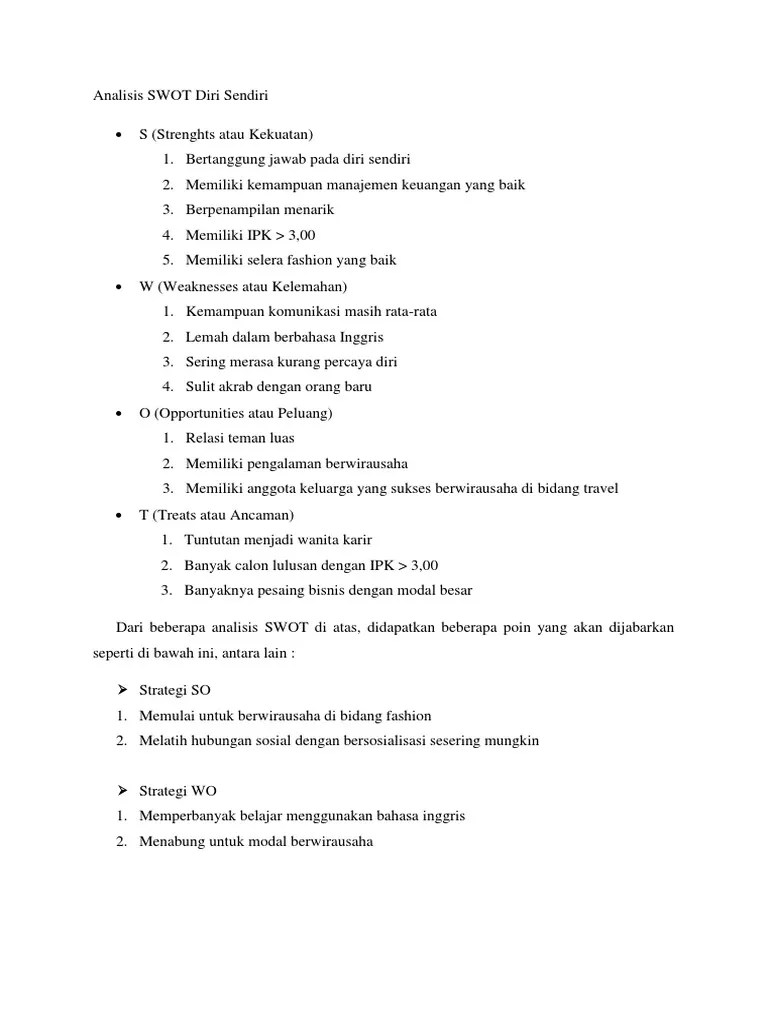 Analisis SWOT Diri Sendiri | PDF