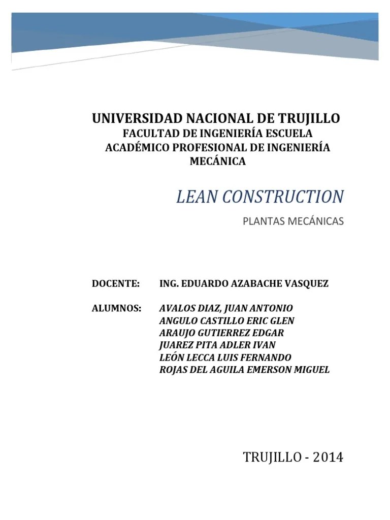 Lean Construction | PDF | Calidad (comercial) | Cadena De Valor