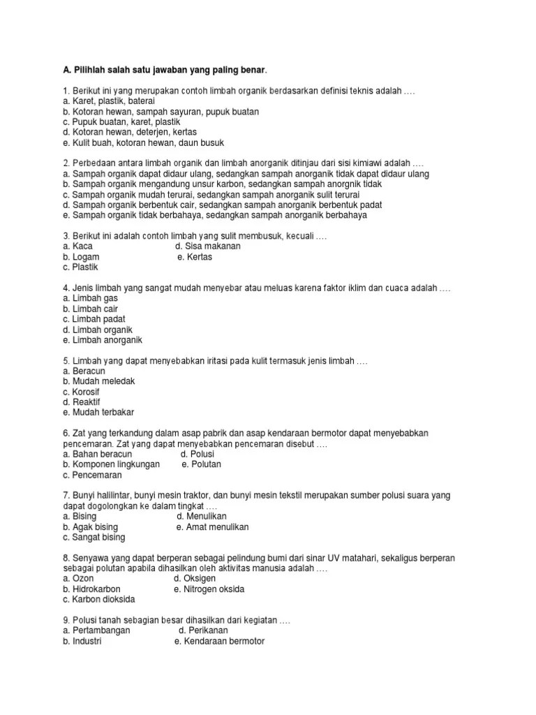Contoh Soal Essay Tentang Limbah B3 Beserta Jawabannya