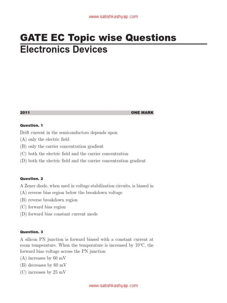 GATE - EDC Topic Wise Questions (1996-2011) | PDF | Field Effect ...
