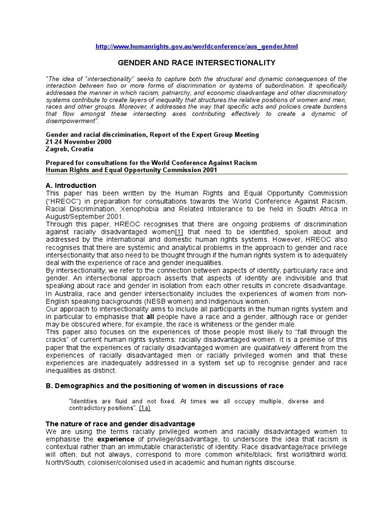 Gender And Race Intersectionality | PDF | Intersectionality | Race (Human Categorization)