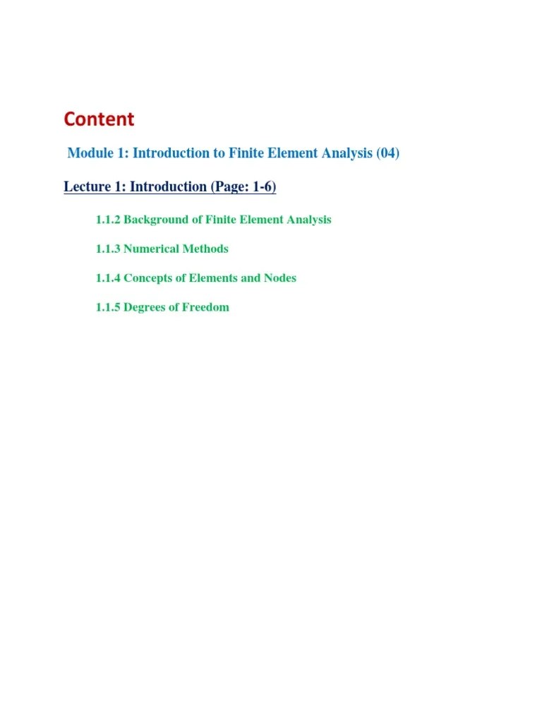 Finite Element Analysis - Content Lecture Module 1 - 7 | PDF | Finite ...