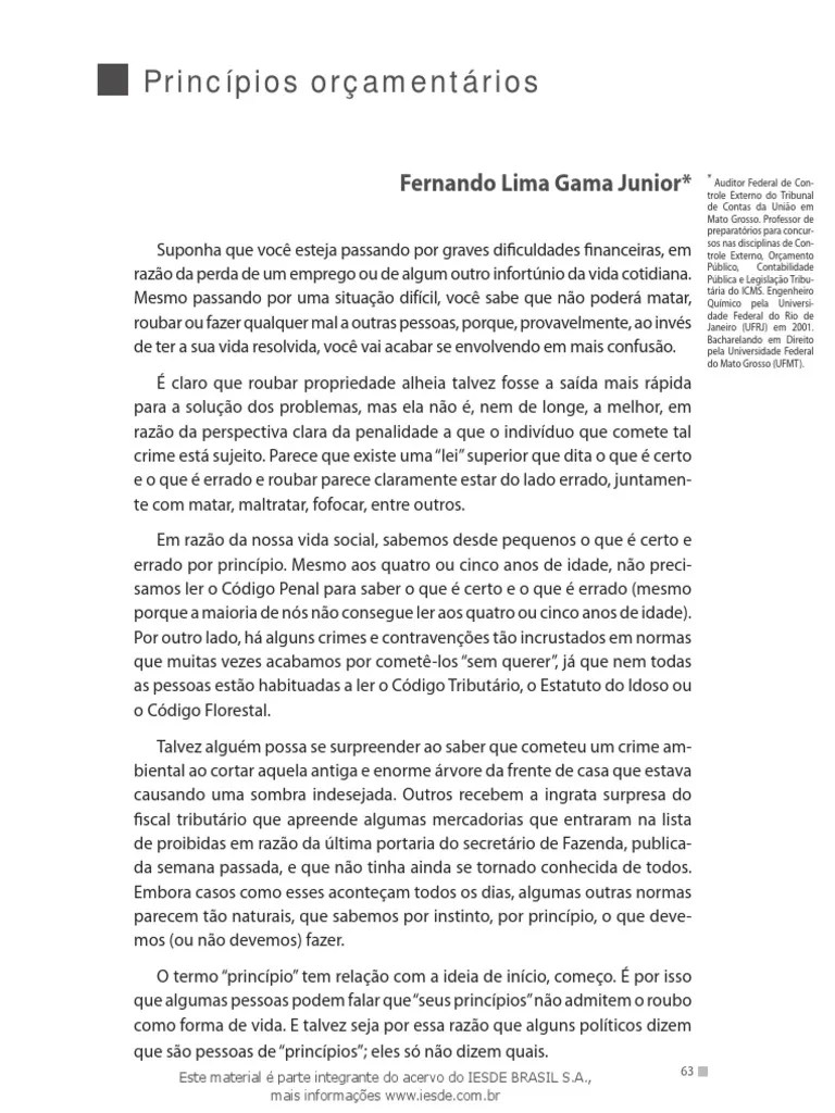 Princípios Orçamentários PDF | PDF | Orçamento Governamental | Orçamento