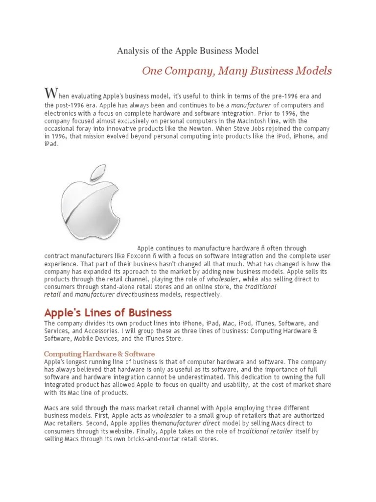 Analysis Of The Apple Business Model | PDF