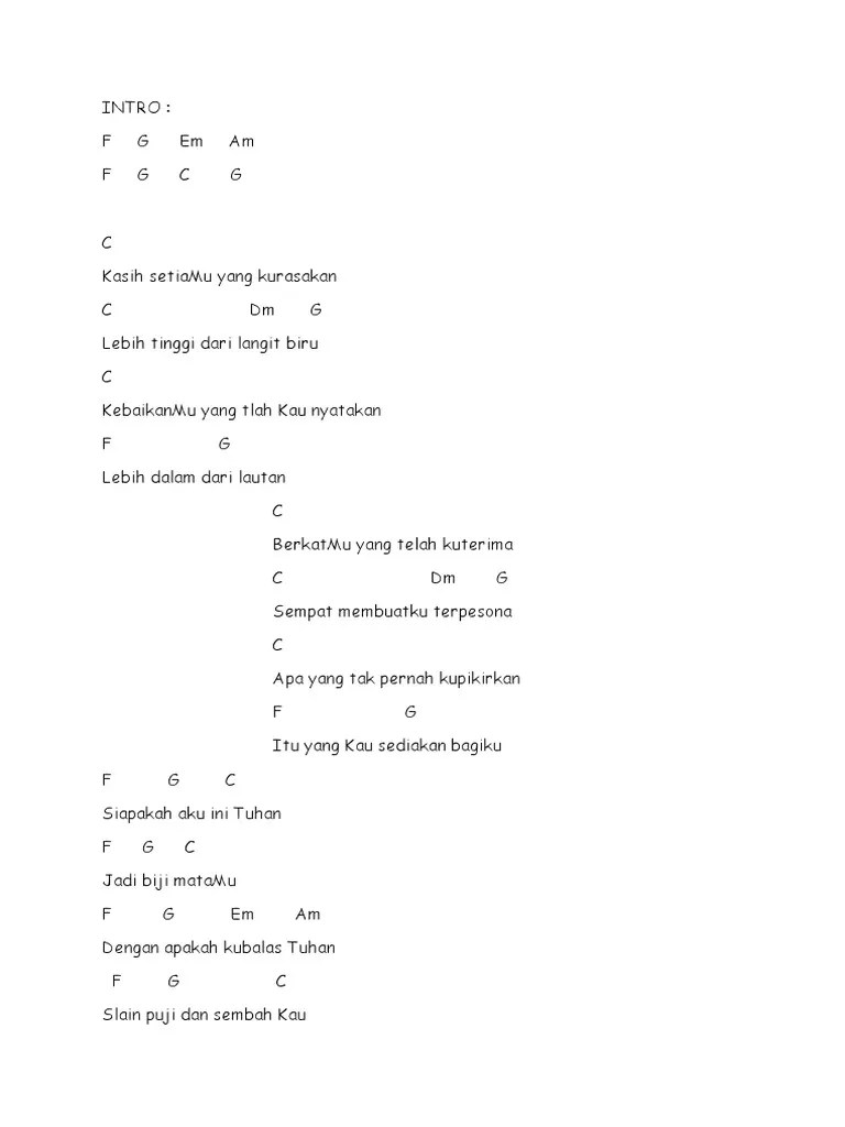 Kunci Gitar Bapa Engkau Sungguh Baik Dari D