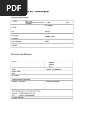 Berikut ini adalah contoh bentuk kartu kendali, serta petunjuk dalam . Form Kartu Kendali Dan Lembar Disposisi Pdf