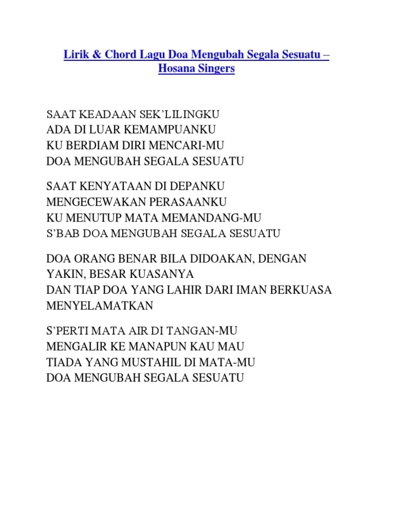Ori Chord Doa Mengubah Segala Sesuatu Dari D Regina Pangkerego Mengalir ke manapun Kau mau.