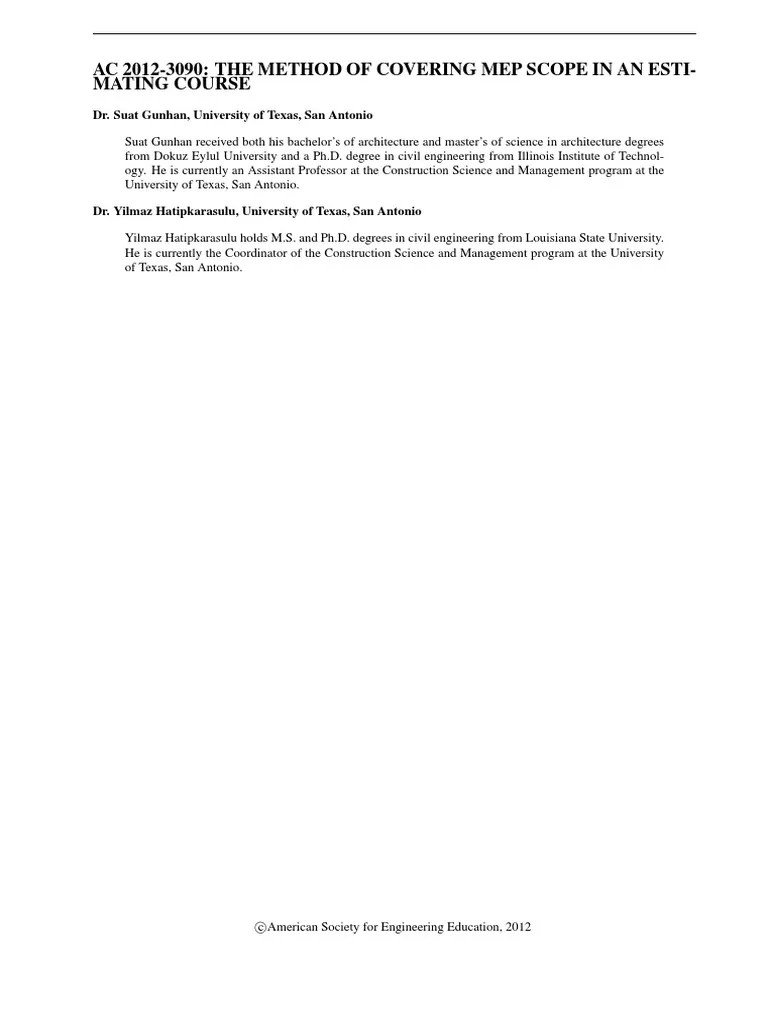 Developing Mechanical, Electrical, And Plumbing (MEP) Work Scopes In ...