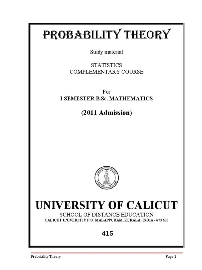 Probability Theory | PDF