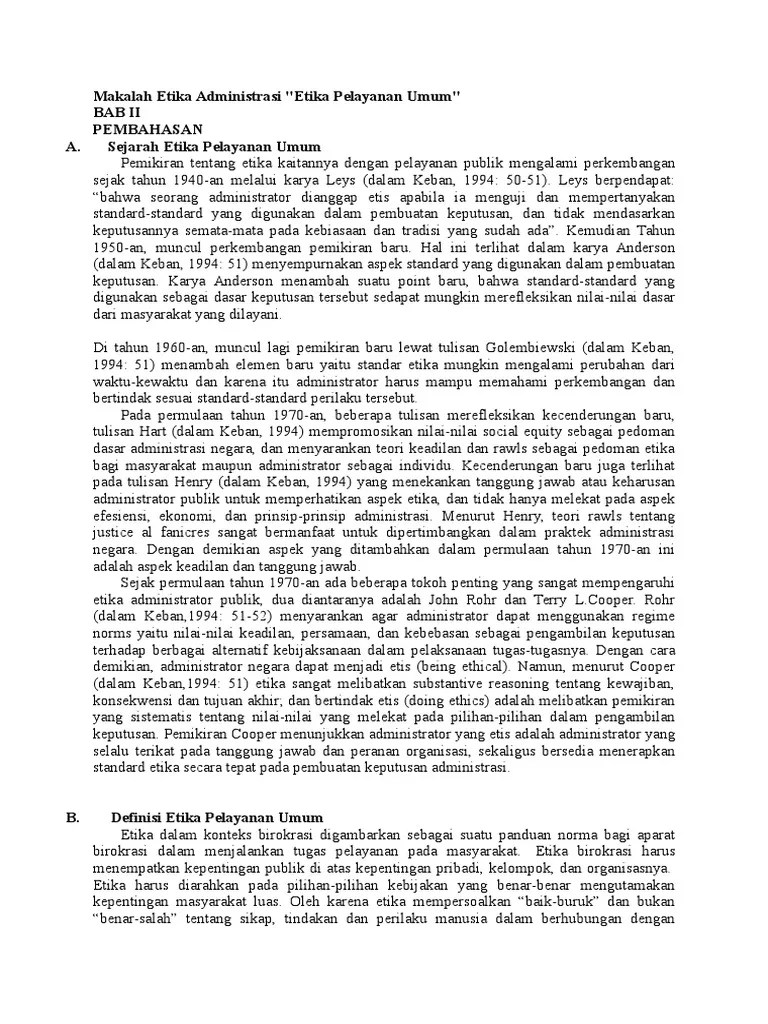Makalah Etika Administrasi | PDF