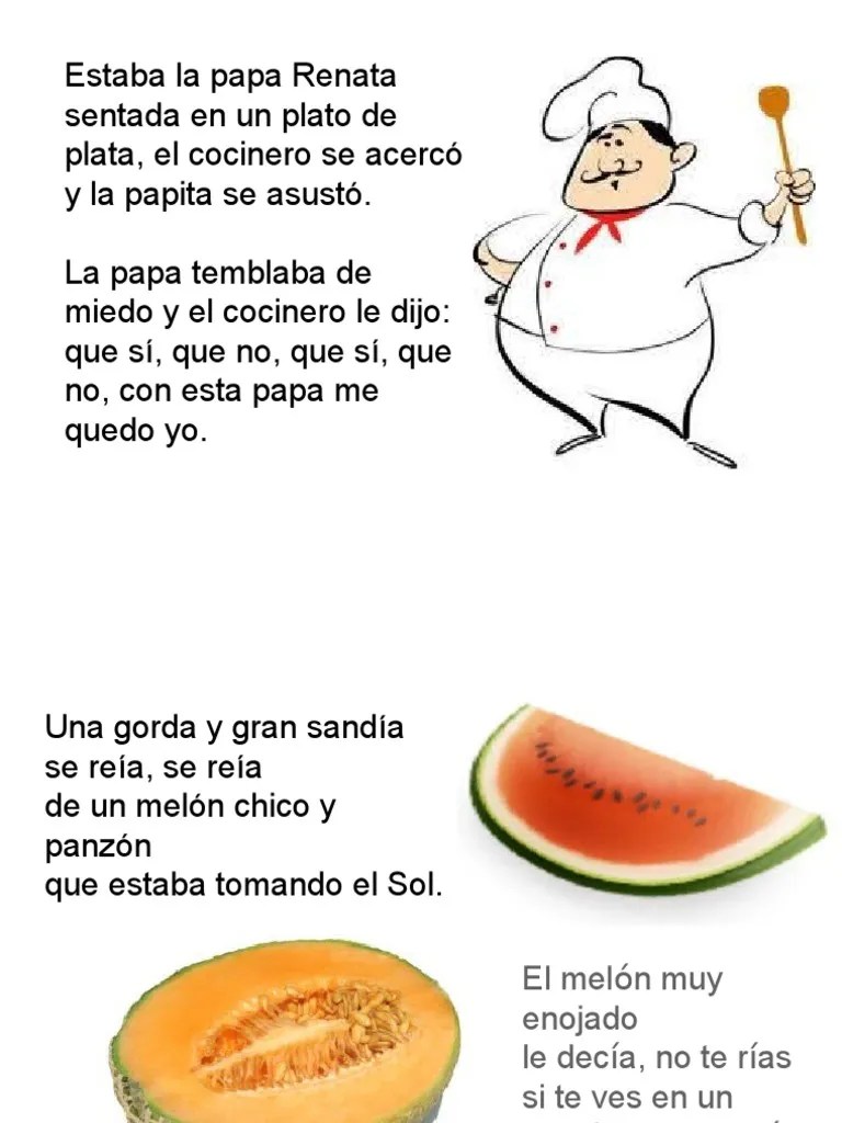 Fichas de rimas de frutas para niños · el durazno con almibar es simplemente fabuloso, yo lo como en el postre y siempre es muy sabroso · la cereza es pequeña y . Rimas Cortas De Frutas Y Verduras Pdf