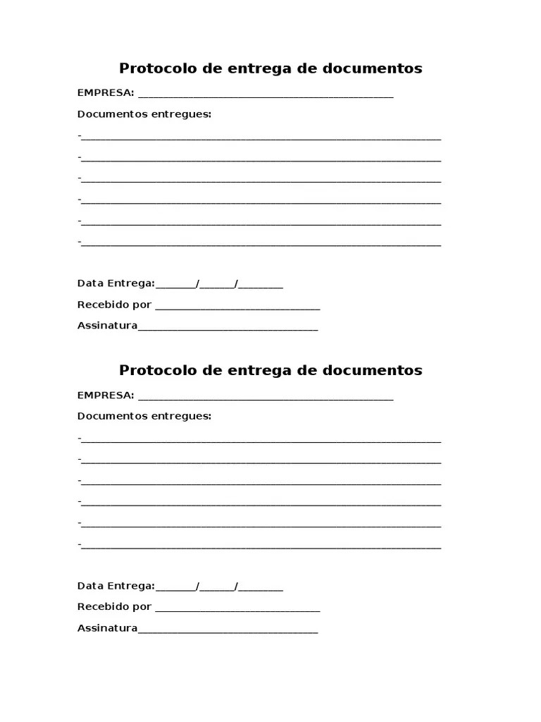 Protocolo De Entrega De Documentos | PDF