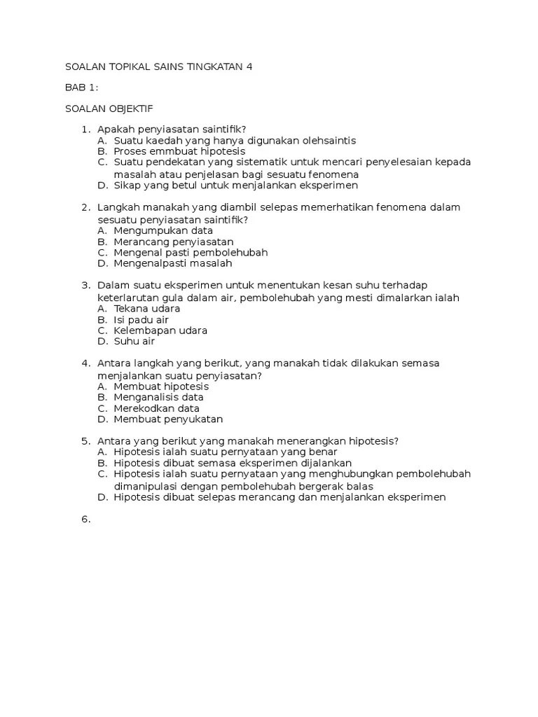 B ketinggian c berat badan. Soalan Topikal Sains Tingkatan 4 Pdf