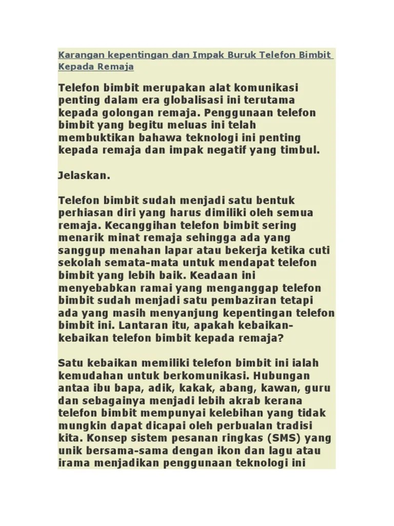 Karangan Kebaikan Dan Keburukan Telefon Bimbit Info Wisata Hits