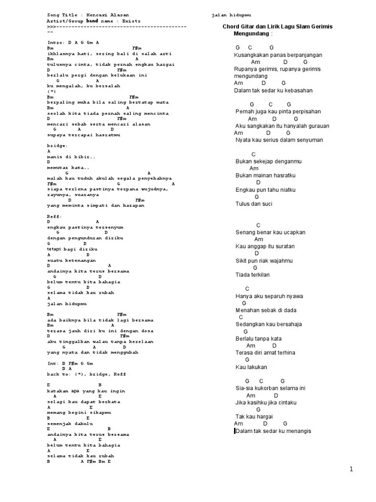 Tuk ungkapkan isi di hatiku. Lirik Lagu Chord Pdf