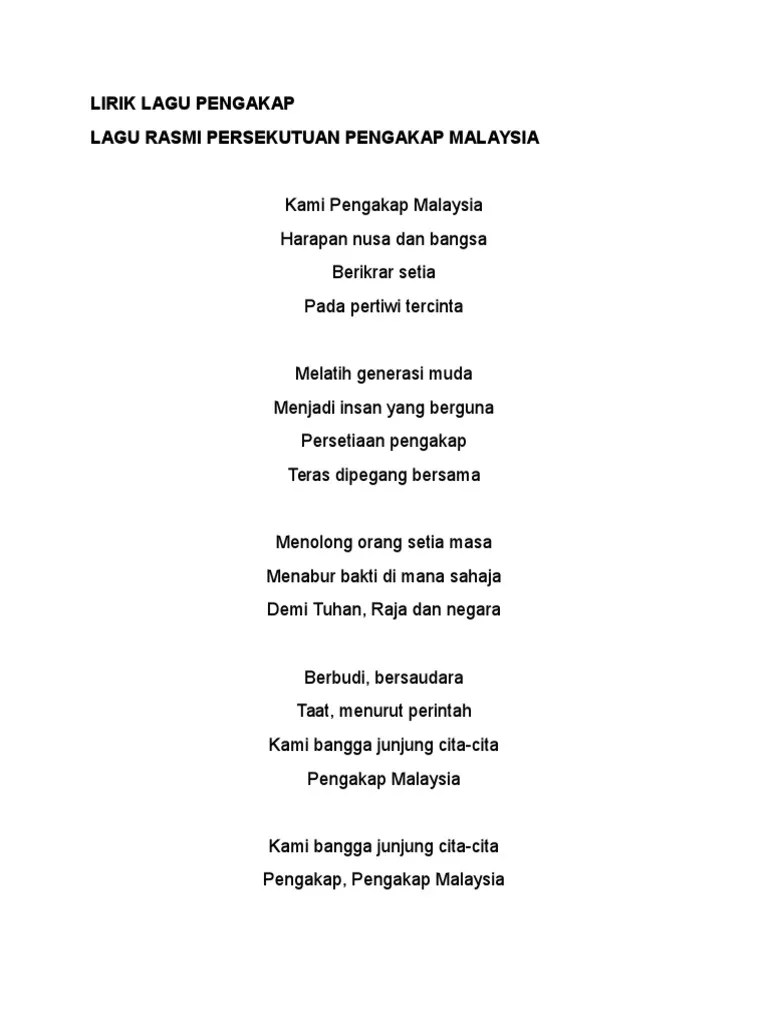 Lagu rasmi pengakap malaysia 2021. Lirik Lagu Pengakap Pdf