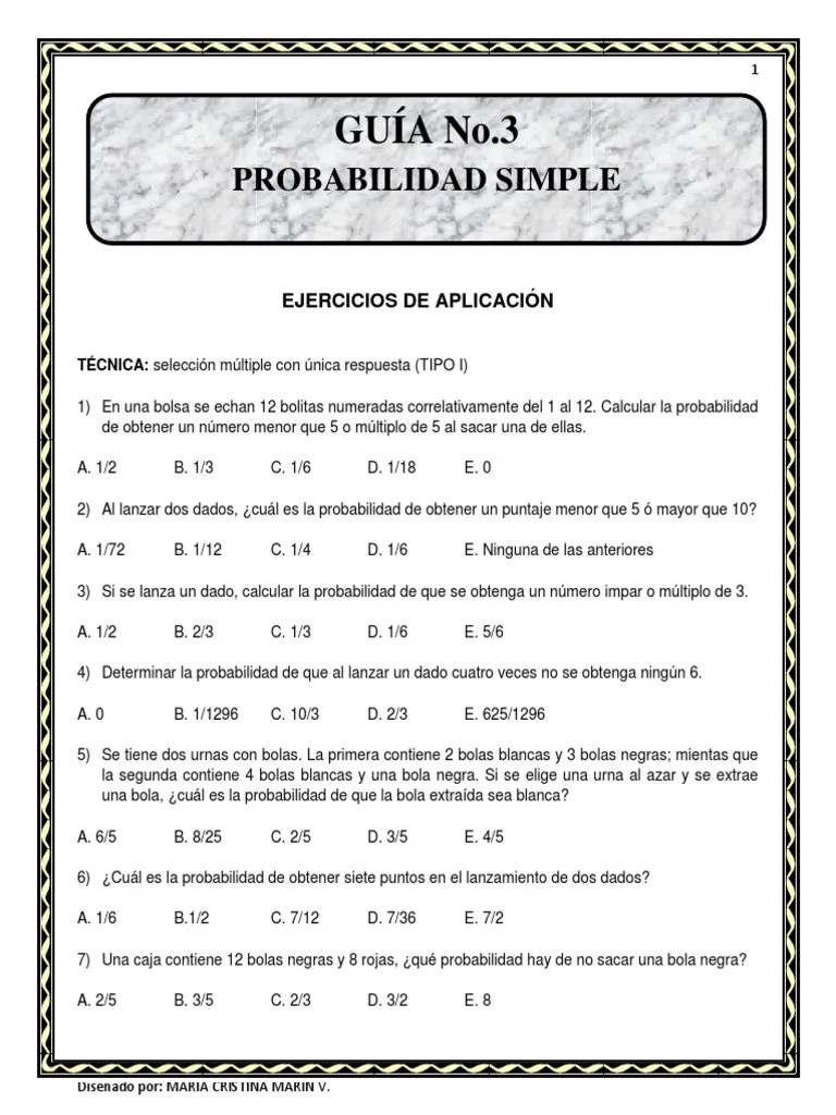 Probabilidad Simple | PDF | Probabilidad | Juego De Azar