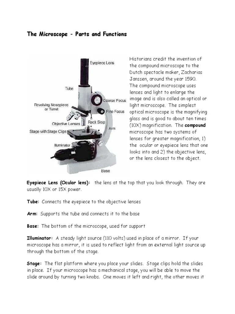 The Microscope - Parts And Functions | PDF | Lens (Optics) | Glass Applications