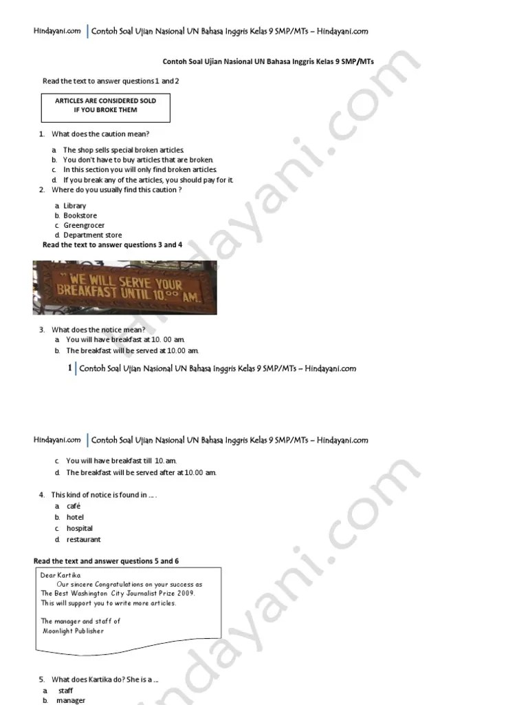 Prediksi Soal Un Bahasa Inggris Smp Kelas 9 Jawabanku Id Soal UN SMA Lengkap dan pembahasannya Tahun 20092010 Siap Belajar Prediksi Soal UN SMA Bahasa Indonesia Paket B dan Kunci Jawaban.