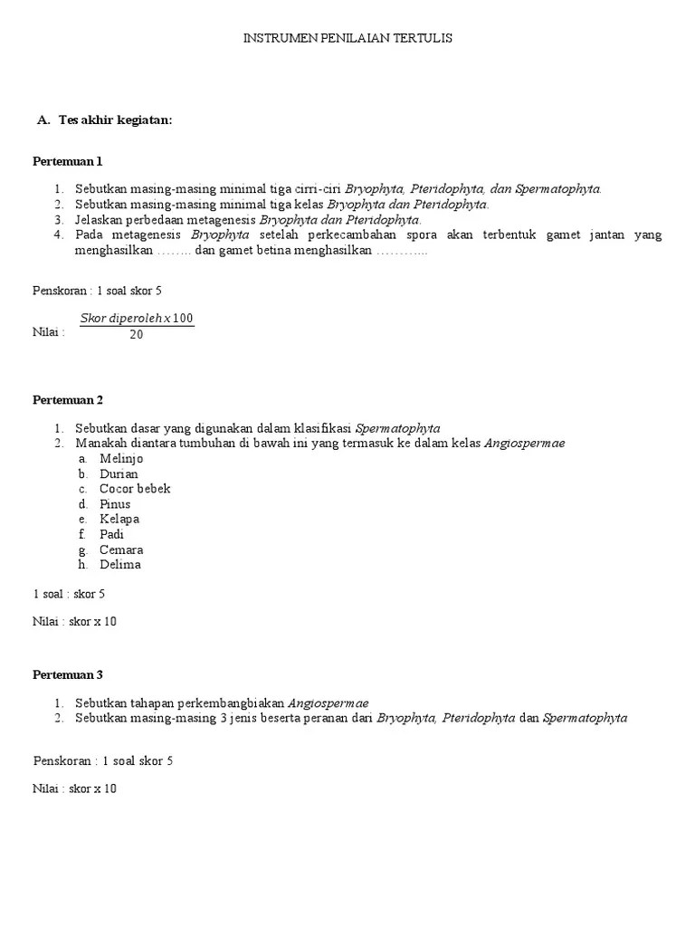 Menurut klasifikasi ini, thallophyta dan . Butir Soal 3 7 Pdf