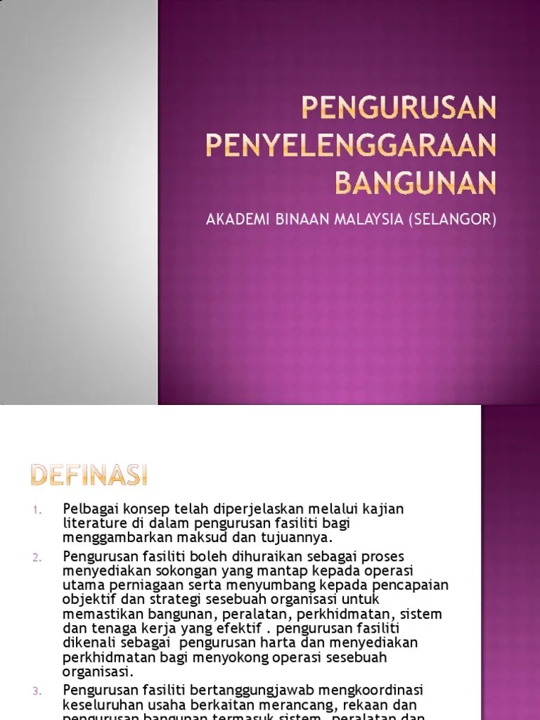 Pengurusan Penyelenggaraan Bangunan | PDF