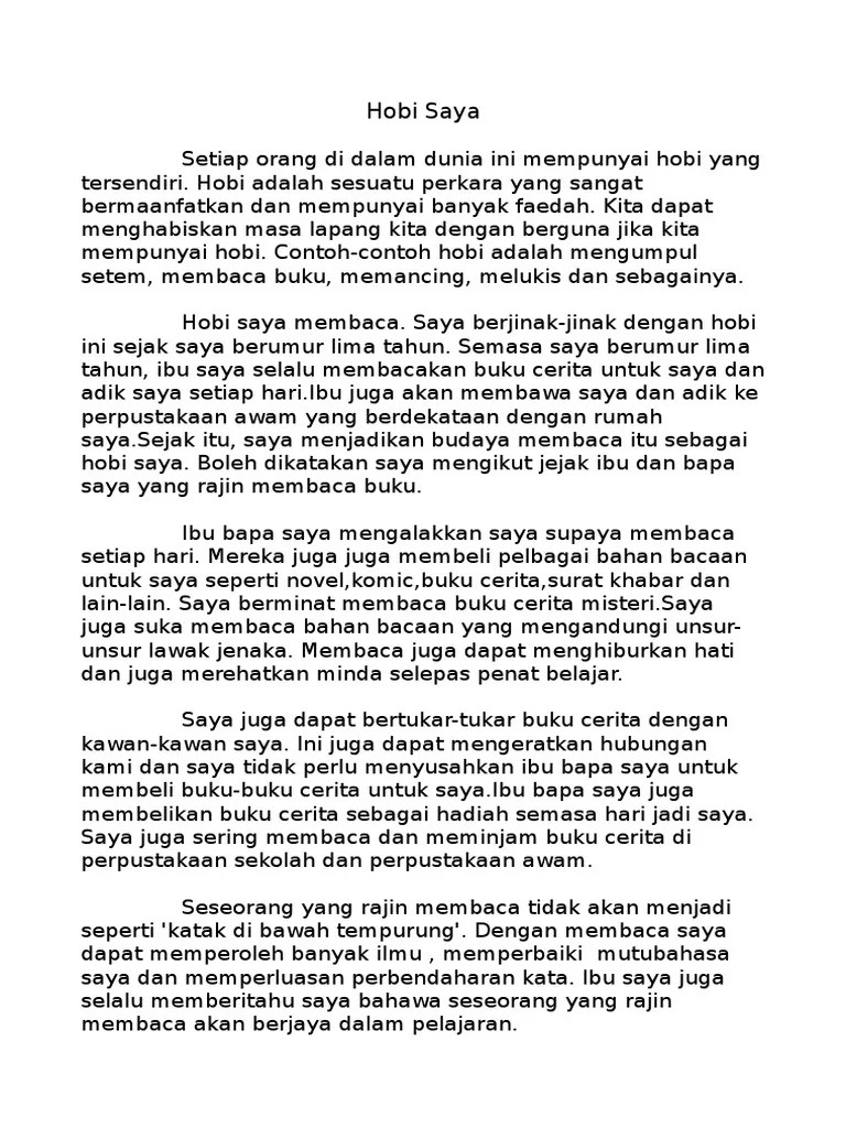 Karangan Hobi Saya / Contoh Karangan Hobi Saya Melukis - Yerotoh