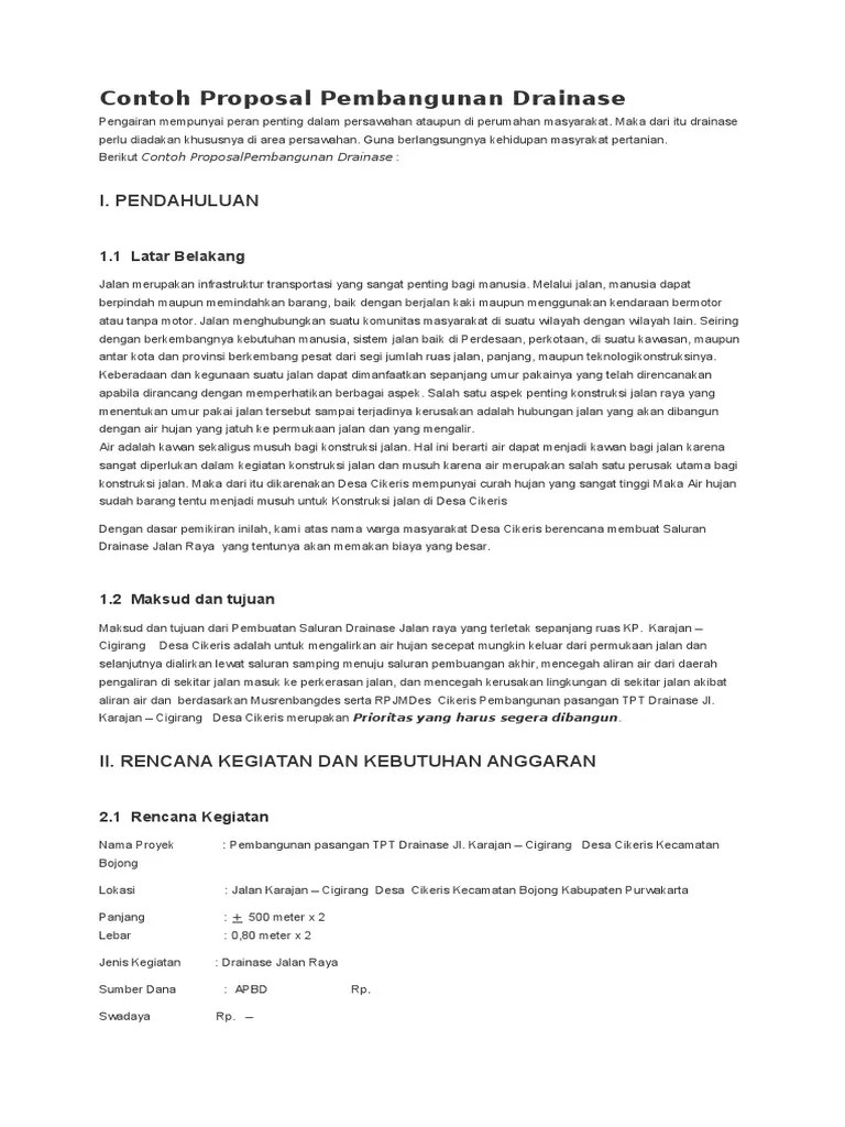 Proposal Drainase SASARAN VOLUME PROYEK.