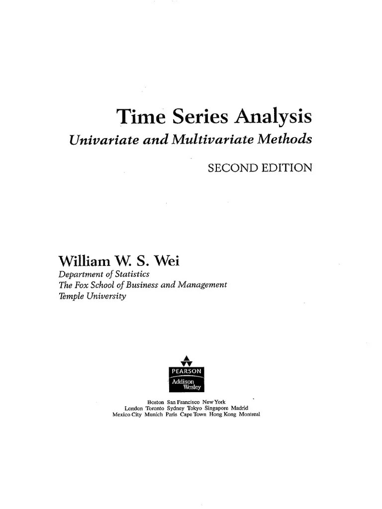 Time Series Analysis - Univariate And Multivariate Methods By William Wei PDF | PDF | Stationary ...