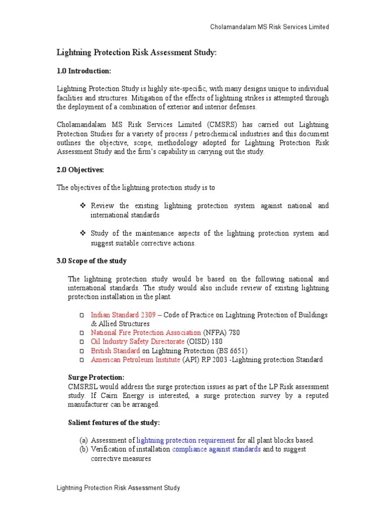 Lightning Protection Risk Assessment Study - Write Up | PDF | Risk ...