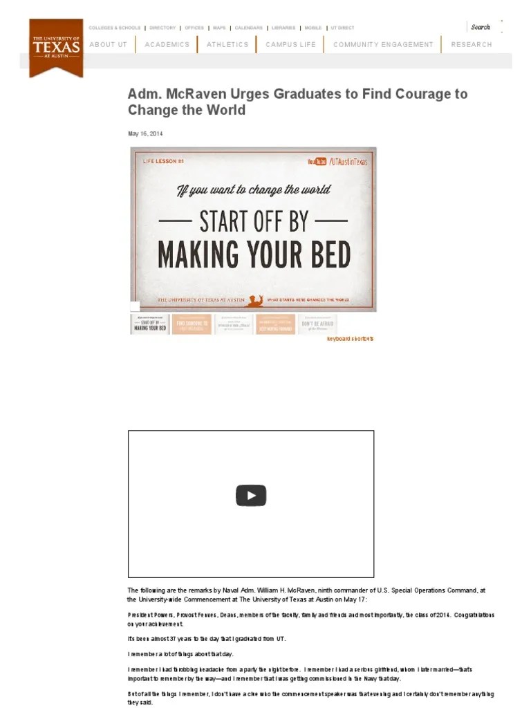 Admiral McRaven Speech | PDF | United States Navy Sea Ls | University ...