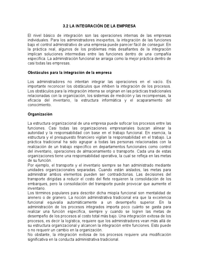La Integracion De La Empresa | PDF | Planificación De Recursos Empresariales | Marketing