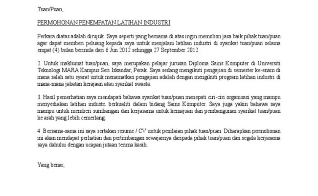 Contoh surat permohonan praktikal surat mohon maaf menolak tawaran latihan industri 1. Contoh Surat Tolak Tawaran Latihan Industri Praktikal Cuitan Dokter