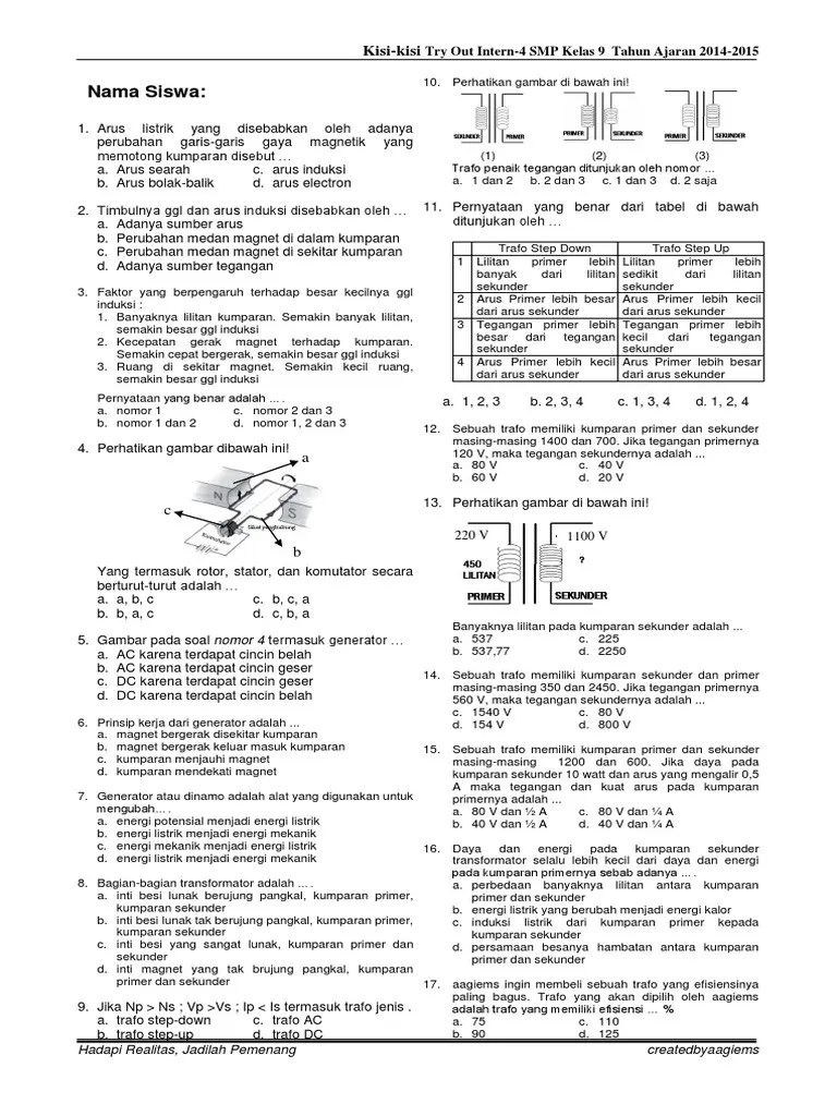 Soal Latihan Induksi ELektromagnetik SMP | PDF