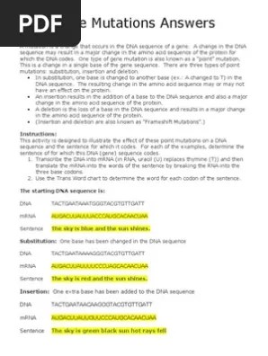 Some of the worksheets displayed are work mutations practice, genetic mutation work, mutations practice, , , mutations work, deletion insertion frameshift point mutation changes. Dna Mutation Simulation Answer Key Dna Mutation Dna Mutation Simulation Access The Simulation At Https Www Biologycorner Com Worksheets Dna Sim Html 1 Transcribe And Translate Your Course Hero The