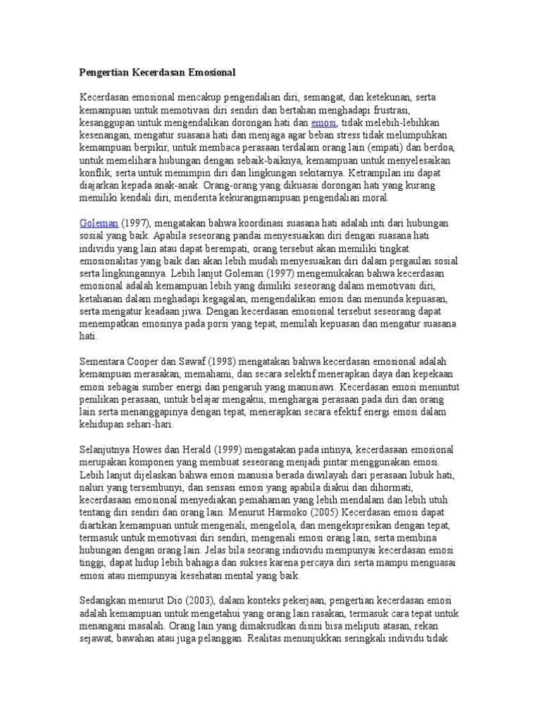 Pengertian Kecerdasan Emosional | PDF