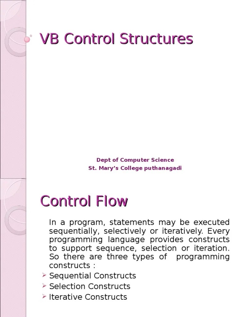 VB Control Structures | Download Free PDF | Control Flow | Software ...