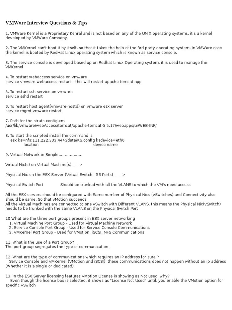 Essential Insights Into VMware: A Guide To Common Interview Questions And Answers Regarding ...
