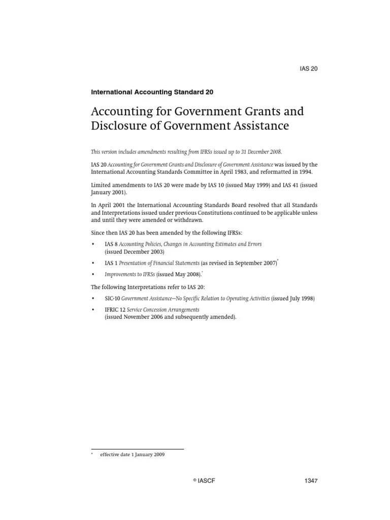 International Accounting Standard 20 | PDF | International Financial ...