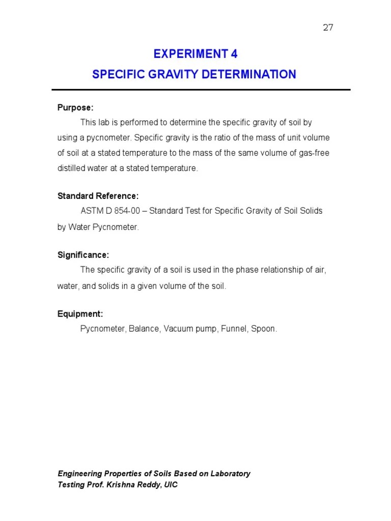 Experiment 4-Specific Gravity | PDF | Distillation | Soil