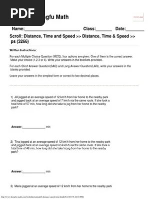 To solve the puzzle, students will first write 12 equations for distance, rate, or time given . Singapore Math Worksheets Grade 6 Distance Speed And Time Pdf Quality Of Life Further Education