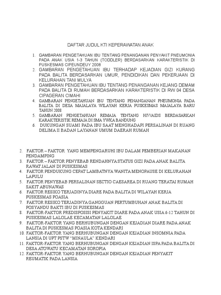 Gambaran karakteristik anak usia sekolah terhadap risiko diabetes . Judul Proposal Keperawatan Anak Penggambar