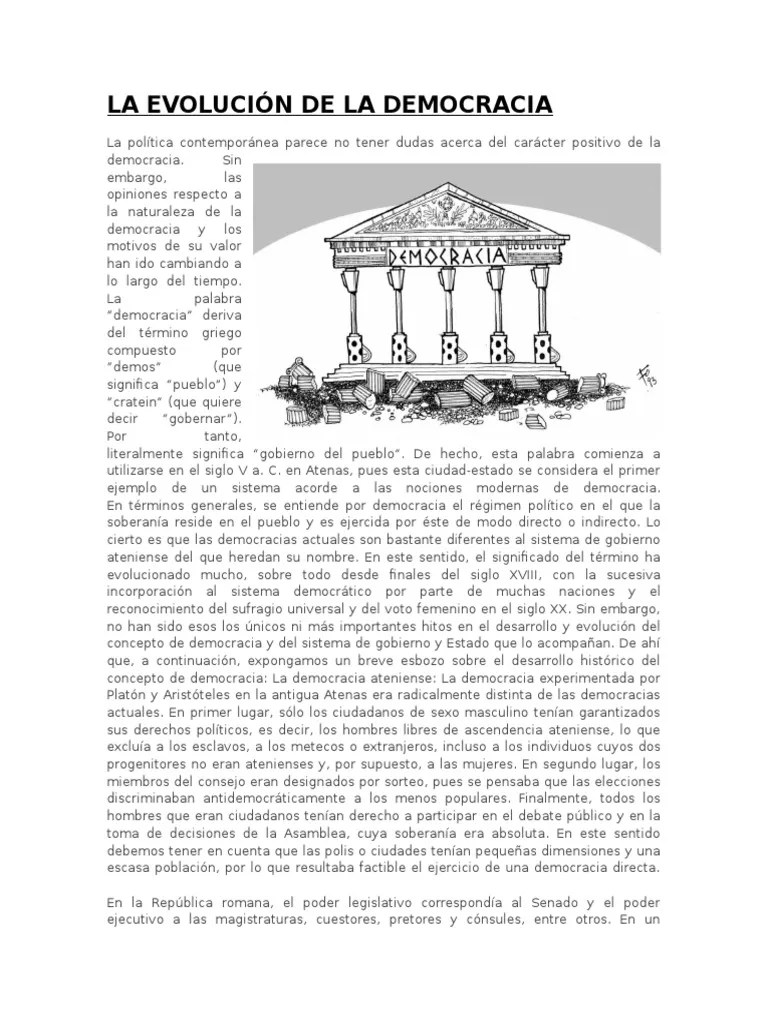 La Evolución De La Democracia | Descargar Gratis PDF | Democracia | Ideologías Políticas