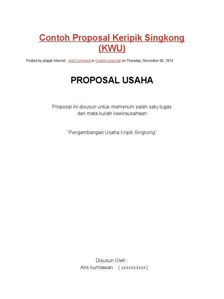 Praktik komunikasi bisnis dan negosiasi f. Contoh Proposal Keripik Singkong Pdf