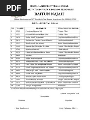 Penyampaian kosa kata bahasa arab/ . Jadwal Kegiatan Harian Pdf